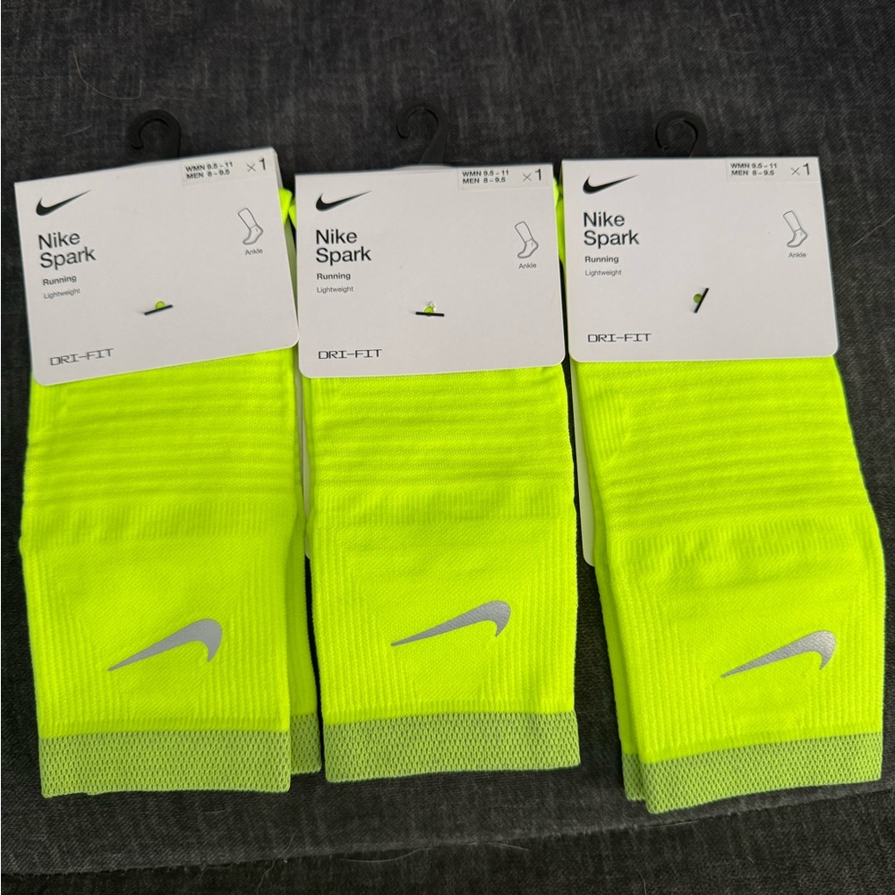 Set of 3 Nike Spark Athletic Socks - Bright Yellow